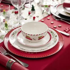 Vaisselle Et Accessoires De Table<Gifi Assiette plate en porcelaine blanche motif feuillage de Noël Ø27cm