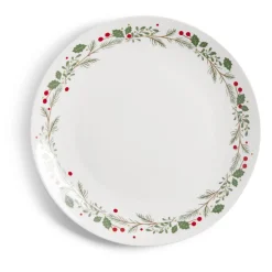 Vaisselle Et Accessoires De Table<Gifi Assiette plate en porcelaine blanche motif feuillage de Noël Ø27cm