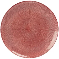 Gifi Assiette plate en verre strié rouge| Vaisselle Et Accessoires De Table