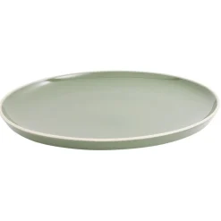 Gifi Assiette plate faïence vert avec liseré crème| Vaisselle Et Accessoires De Table