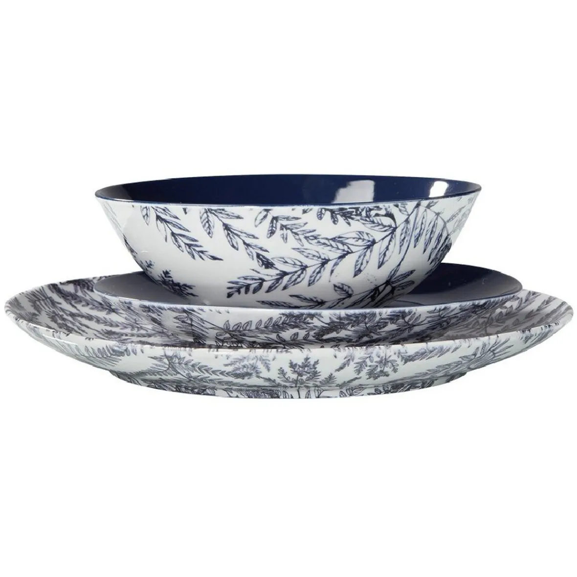 Gifi Assiette plate motif feuillage bleu et blanc| Vaisselle Et Accessoires De Table