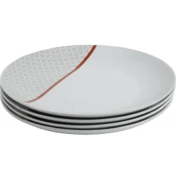 Vaisselle Et Accessoires De Table<Gifi Assiette plate Oreige décor trèfles et ligne rouge x4
