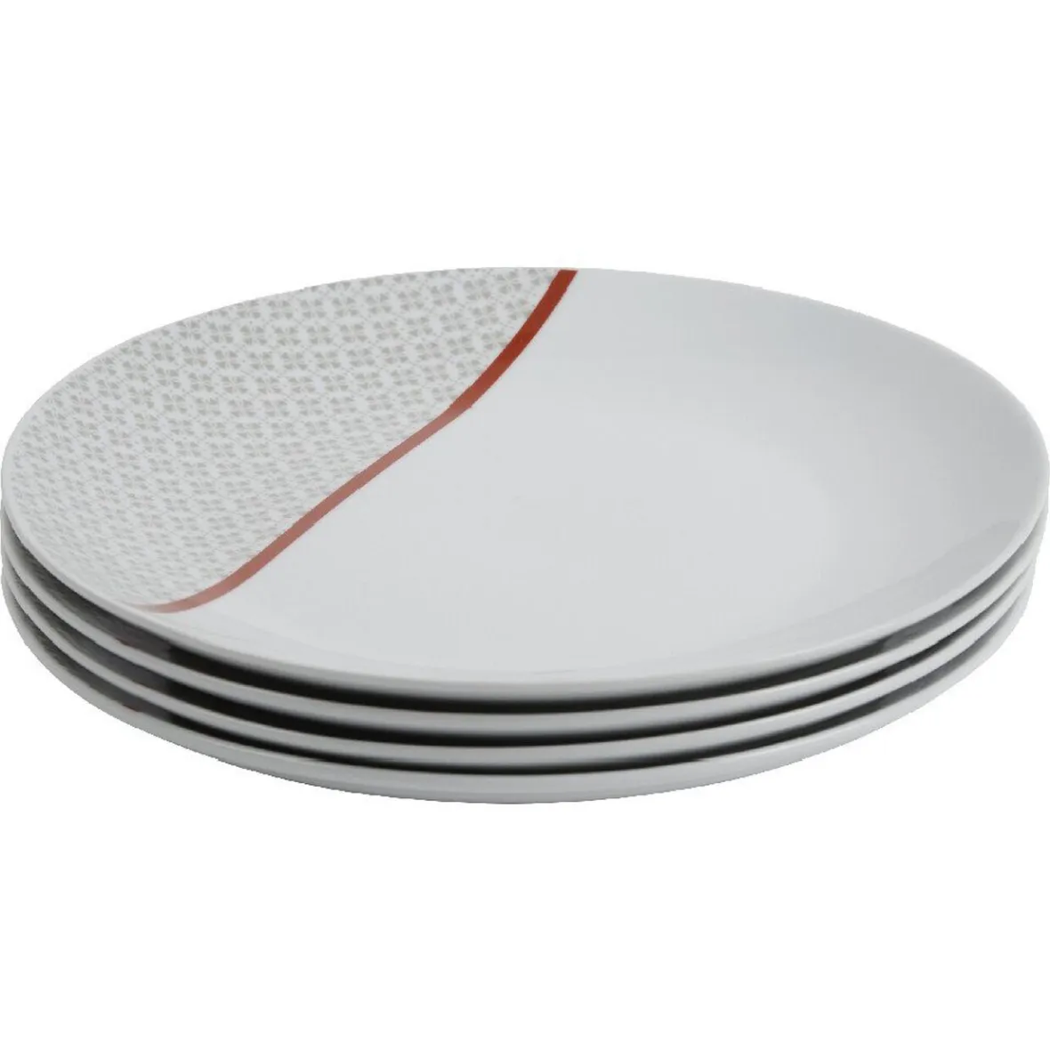 Vaisselle Et Accessoires De Table<Gifi Assiette plate Oreige décor trèfles et ligne rouge x4