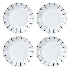 Gifi Assiette plate porcelaine blanche à pois noir x4| Vaisselle Et Accessoires De Table