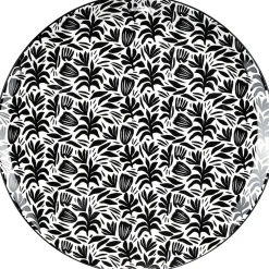 Gifi Assiette plate porcelaine motif feuillage noir blanc Ø24xH2,3cm| Vaisselle Et Accessoires De Table