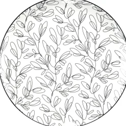 Gifi Assiette plate porcelaine motif feuillage noir blanc Ø24xH2,3cm| Vaisselle Et Accessoires De Table