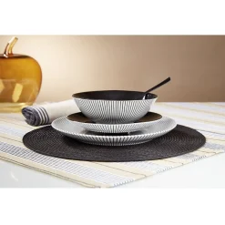 Gifi Assiette plate rayure noire et blanche| Vaisselle Et Accessoires De Table