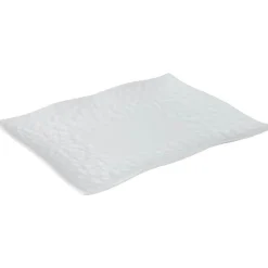 Gifi Assiette plate rectangulaire bord ondulé martelé porcelaine blanc| Vaisselle Et Accessoires De Table