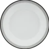 Gifi Assiette plate ronde blanche bordure gris noir Lizzy| Vaisselle Et Accessoires De Table