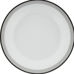 Gifi Assiette plate ronde blanche bordure gris noir Lizzy| Vaisselle Et Accessoires De Table
