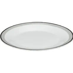 Gifi Assiette plate ronde blanche bordure gris noir Lizzy| Vaisselle Et Accessoires De Table