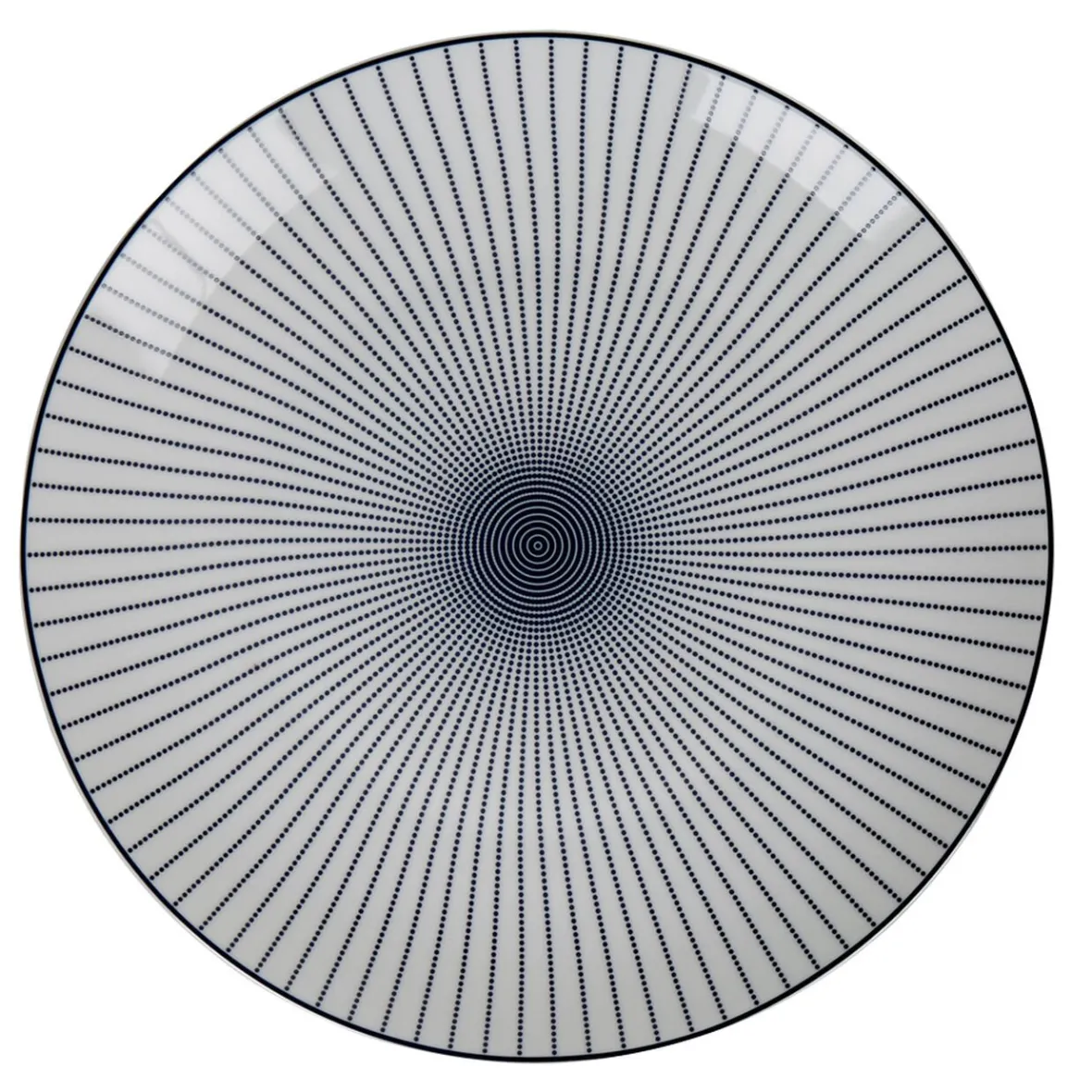 Gifi Assiette plate ronde blanche rayon bleu| Vaisselle Et Accessoires De Table