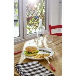 Vaisselle Et Accessoires De Table<Gifi Assiette plate ronde blanche motif étiquette noire Le Bistrot