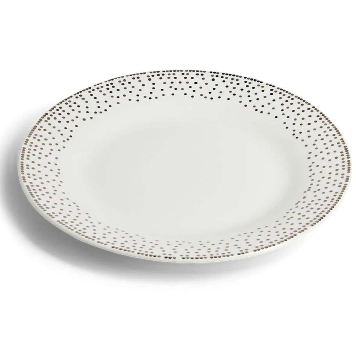 Gifi Assiette plate ronde Ø26,5cm porcelaine pois blanc et doré| Vaisselle Et Accessoires De Table
