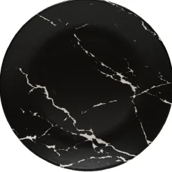 Gifi Assiette plate ronde décor marbre noir et blanc| Vaisselle Et Accessoires De Table