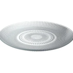 Gifi Assiette plate ronde effet relief blanc transparent Ø26,8 cm| Vaisselle Et Accessoires De Table