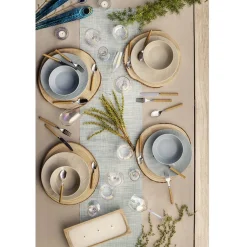 Gifi Assiette plate ronde en grès reliefbleu| Vaisselle Et Accessoires De Table