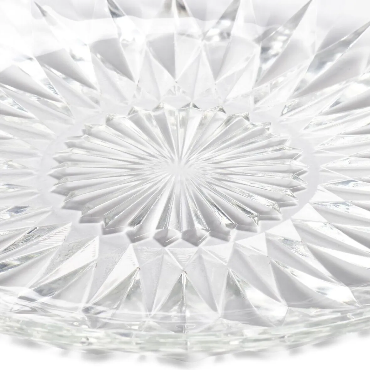 Gifi Assiette plate ronde fleur géométrique verre transparent| Vaisselle Et Accessoires De Table