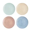 Gifi Assiette plate ronde motif géométrique 4 couleurs x4| Vaisselle Et Accessoires De Table
