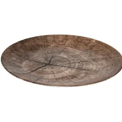 Gifi Assiette plate ronde motif rondin de bois marron| Vaisselle Et Accessoires De Table