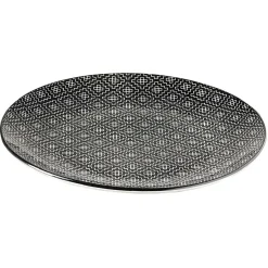 Gifi Assiette plate ronde motif géométrique noir et blanc| Vaisselle Et Accessoires De Table