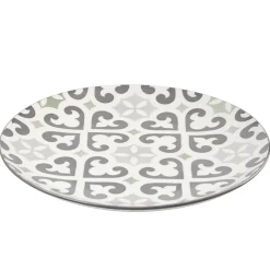 Gifi Assiette plate ronde motif carreau de ciment gris et blanc| Vaisselle Et Accessoires De Table