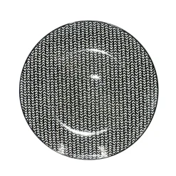 Gifi Assiette plate ronde noire à motif chevron blanc| Vaisselle Et Accessoires De Table