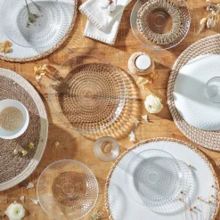Gifi Assiette plate ronde Pampilles blanc transparent Ø 25 cm| Vaisselle Et Accessoires De Table