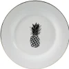 Gifi Assiette plate ronde porcelaine blanc style tropical ananas| Vaisselle Et Accessoires De Table