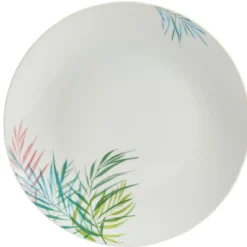 Gifi Assiette plate ronde porcelaine motif feuillage multicolore| Vaisselle Et Accessoires De Table