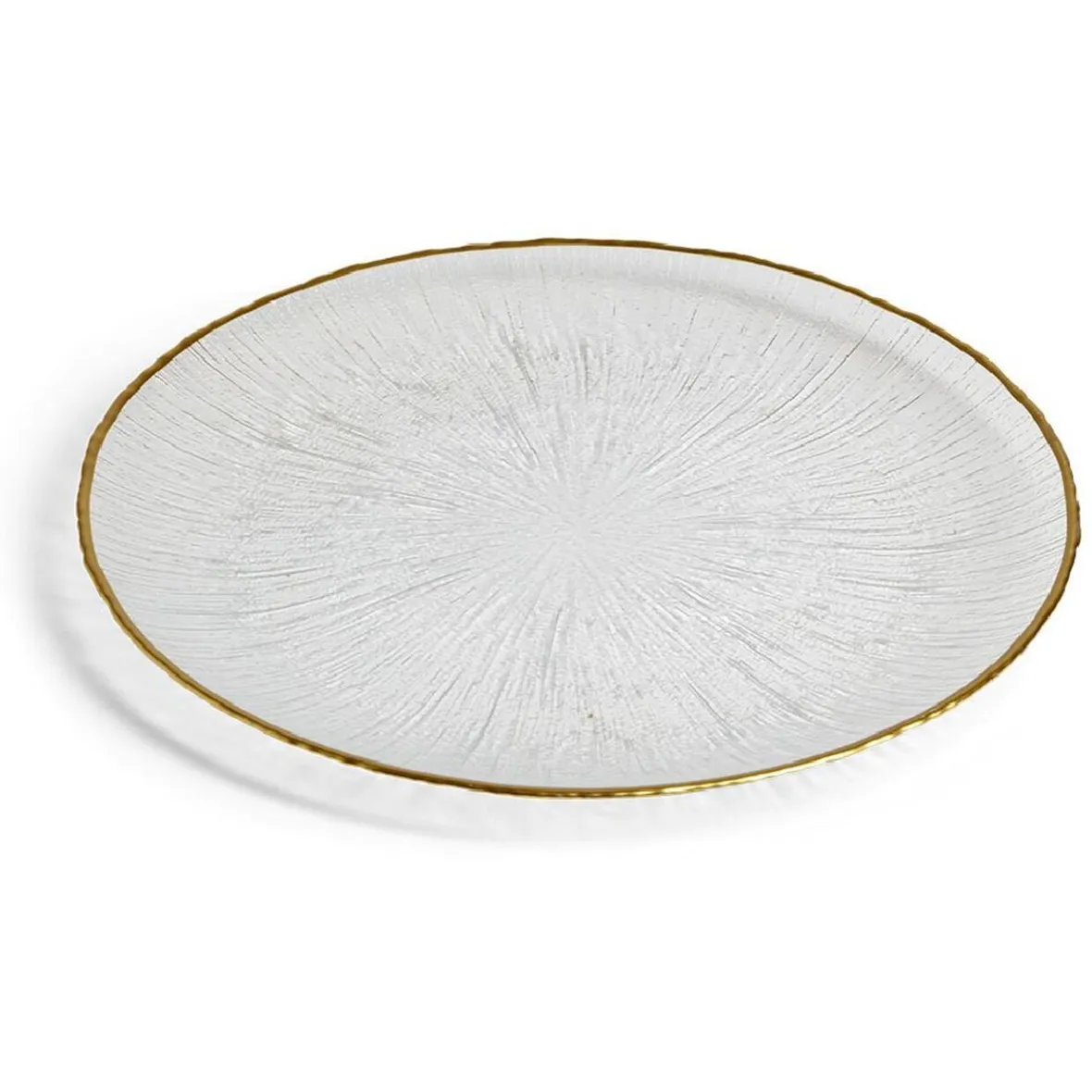 Gifi Assiette plate ronde verre transparent rebord doré Ø28cm| Vaisselle Et Accessoires De Table
