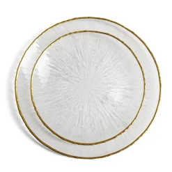 Gifi Assiette plate ronde verre transparent rebord doré Ø28cm| Vaisselle Et Accessoires De Table