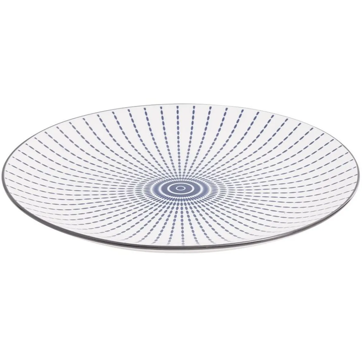 Gifi Assiette plate style japonais porcelaine bleu blanc| Vaisselle Et Accessoires De Table