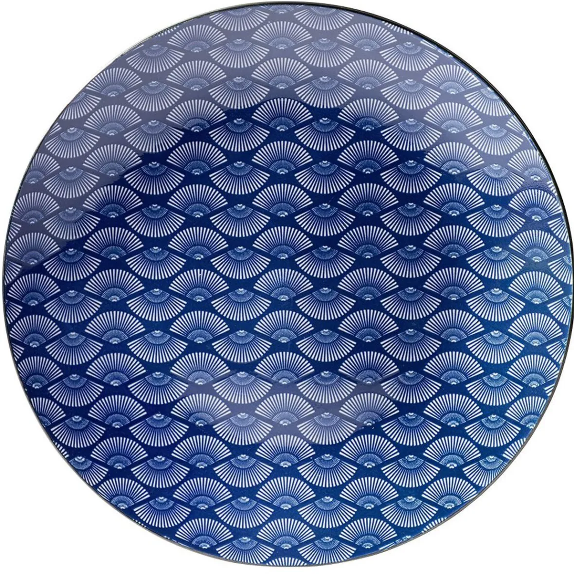 Gifi Assiette plate style japonais porcelaine bleu blanc| Vaisselle Et Accessoires De Table