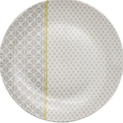 Gifi Assiette plate Zanzibar motif géométrique blanc et gris| Vaisselle Et Accessoires De Table