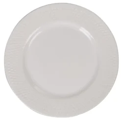 Gifi Assiette ronde plate céramique à rebord embossé uni blanc| Vaisselle Et Accessoires De Table