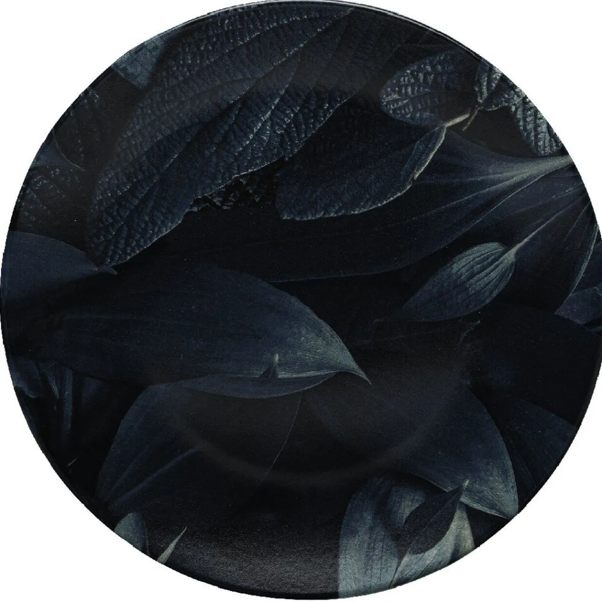 Gifi Assiette ronde plate décor feuillage vert noir| Vaisselle Et Accessoires De Table