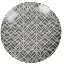 Gifi Assiette ronde plate porcelaine zig zag blanc gris| Vaisselle Et Accessoires De Table