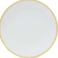 Gifi Assiette ronde plate porcelaine blanc avec bord coloré x4| Vaisselle Et Accessoires De Table