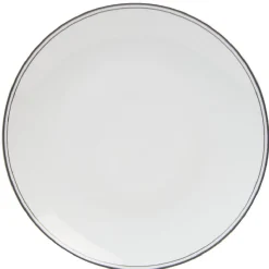 Gifi Assiette ronde plate porcelaine blanc avec bord coloré x4| Vaisselle Et Accessoires De Table