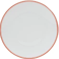 Gifi Assiette ronde plate porcelaine blanc avec bord coloré x4| Vaisselle Et Accessoires De Table
