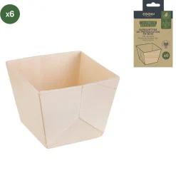 Gifi Barquette de présentation carrée snacking en bois x6| Vaisselle Et Accessoires De Table