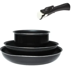 Cuisson<Gifi Batterie ELECTROLUX 4 pcs poignée amovible anti-adhésive