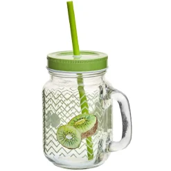 Gifi Bocal à anse avec paille décor kiwi| Vaisselle Et Accessoires De Table