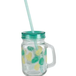 Vaisselle Et Accessoires De Table<Gifi Bocal à anse avec paille motif exotique