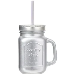 Gifi Bocal avec paille argenté 460 ml| Vaisselle Et Accessoires De Table