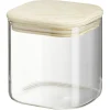 Conservation Alimentaire<Gifi Bocal carré transparent avec couvercle en bois 0,6L