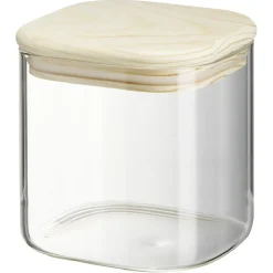 Conservation Alimentaire<Gifi Bocal carré transparent avec couvercle en bois 0,6L