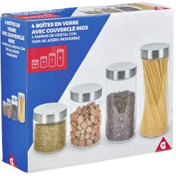 Conservation Alimentaire<Gifi Bocal en verre avec couvercle inox - Lot de 4