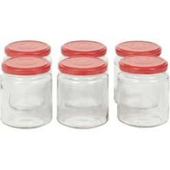 Conservation Alimentaire<Gifi Bocal en verre transparent avec couvercle rouge 300 ml x6